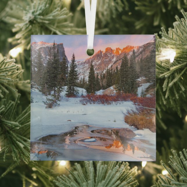 Ice & Snow | Estes Park, Colorado Glass Ornament (Insitu)