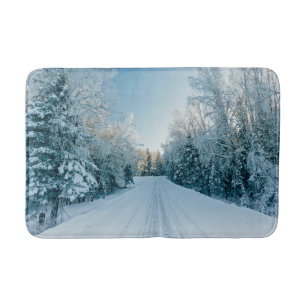 Ice & Snow   Frozen Winter Road Russia, Siberia Bath Mat