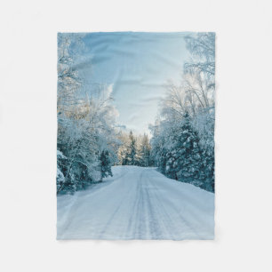 Ice & Snow Frozen Winter Road Russia, Siberia Fleece Blanket