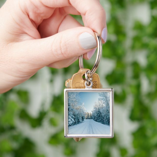 Ice & Snow | Frozen Winter Road Russia, Siberia Keychain (Hand)