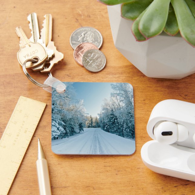 Ice & Snow | Frozen Winter Road Russia, Siberia Keychain (Desk)