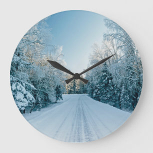 Ice & Snow   Frozen Winter Road Russia, Siberia Large Clock