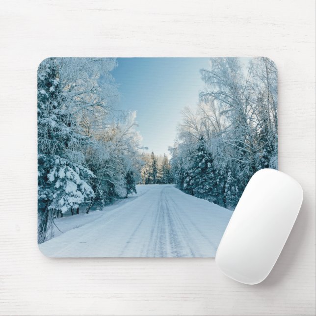 Ice & Snow | Frozen Winter Road Russia, Siberia Mouse Pad (With Mouse)