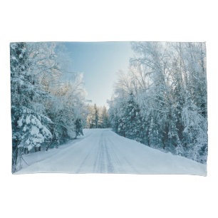 Ice & Snow Frozen Winter Road Russia, Siberia Pillowcase