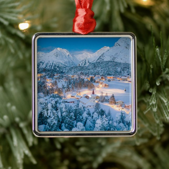 Ice & Snow | Graubunden, Engadin, Switzerland Metal Ornament (Tree)