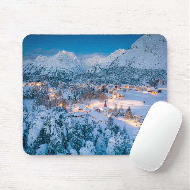Ice & Snow | Graubunden, Engadin, Switzerland Mouse Pad (With Mouse)
