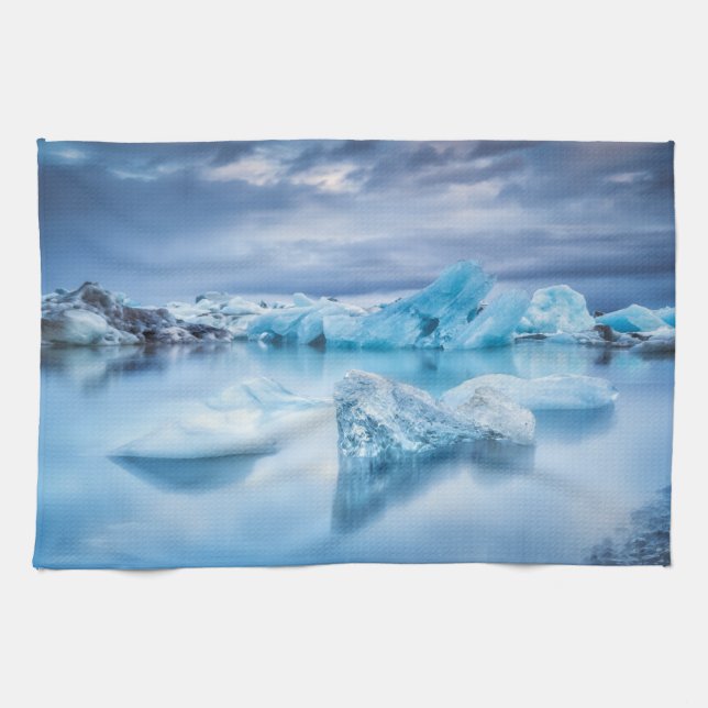 Ice & Snow | Jokulsarlon Lagoon, Iceland Kitchen Towel (Horizontal)
