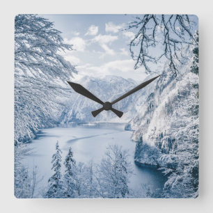 Ice & Snow   Königssee Lake, Germany Square Wall Clock