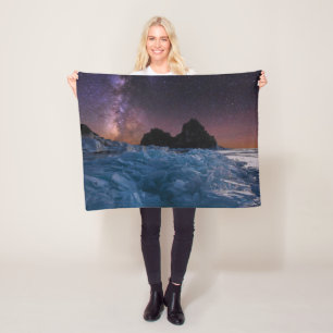 Ice & Snow Lake Baikal, Siberia, Russia Fleece Blanket