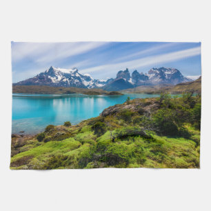 Ice & Snow Lake Pehoe, Patagonia, Chile Kitchen Towel