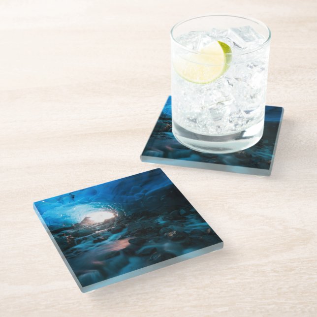 Ice & Snow | Mendenhall Glacier, Juneau, Alaska Glass Coaster (Angled)