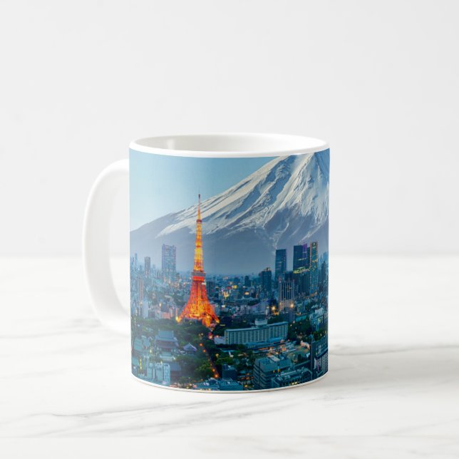 Ice & Snow | Mt. Fuji & Tokyo Skyline Coffee Mug (Front Left)