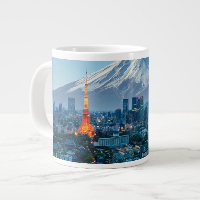 Ice & Snow | Mt. Fuji & Tokyo Skyline Large Coffee Mug (Front Left)