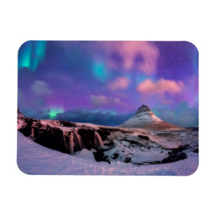 Ice & Snow   Northern Lights,  Kirkjufell Mountain Magnet