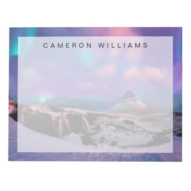 Ice & Snow | Northern Lights,  Kirkjufell Mountain Notepad (Front)