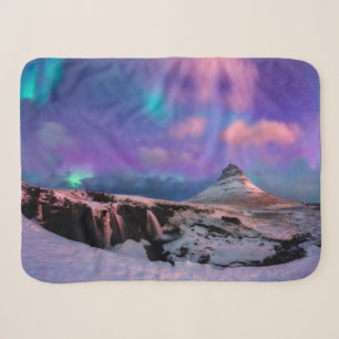Ice & Snow   Northern Lights,  Kirkjufell Mountain Sherpa Blanket