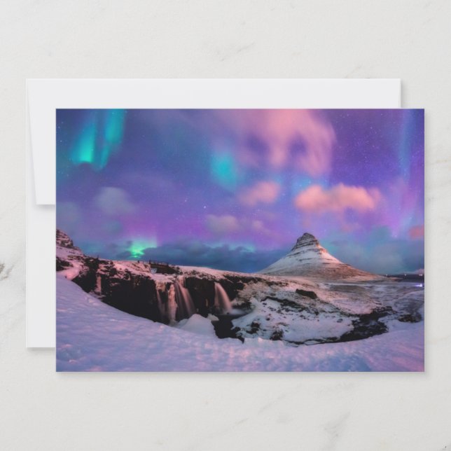 Ice & Snow | Northern Lights,  Kirkjufell Mountain Thank You Card (Front)