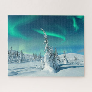 Ice & Snow   Northern Lights, Lapland, Finland Jigsaw Puzzle