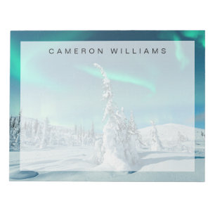 Ice & Snow Northern Lights, Lapland, Finland Notepad