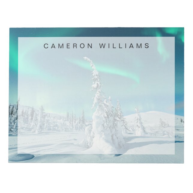 Ice & Snow | Northern Lights, Lapland, Finland Notepad (Front)