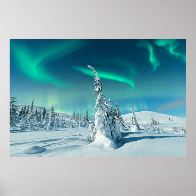 Ice & Snow | Northern Lights, Lapland, Finland Poster (Front)