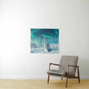 Ice & Snow Northern Lights, Lapland, Finland Tapestry