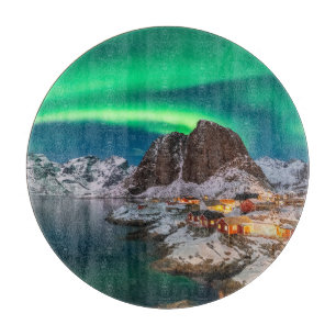 Ice & Snow Northern Lights, Norway Cutting Board