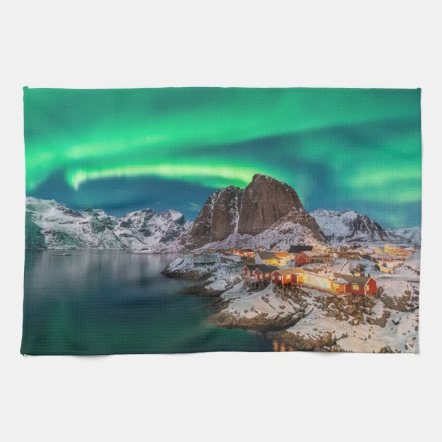 Ice & Snow | Northern Lights, Norway Kitchen Towel (Horizontal)