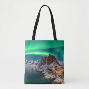 Ice & Snow Northern Lights, Norway Tote Bag