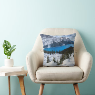 Ice & Snow Peyto Lake, Canadian Rockies Throw Pillow