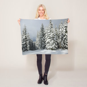 Ice & Snow   Pine Woodland, Austria Fleece Blanket