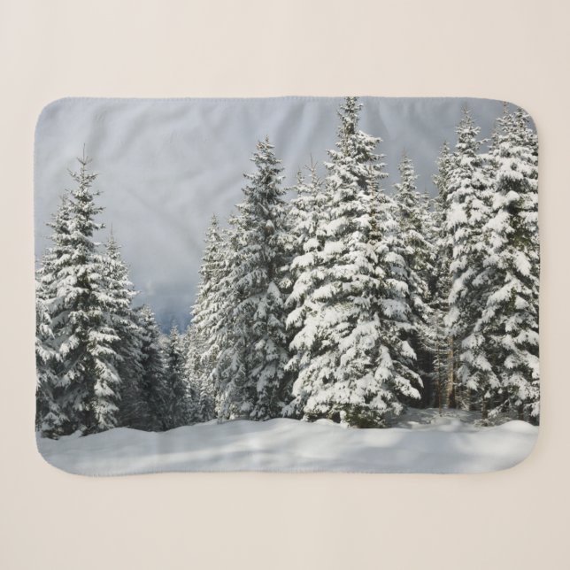 Ice & Snow | Pine Woodland, Austria Sherpa Blanket (Front (Horizontal))