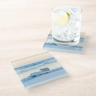Ice & Snow Polar Bear Iceberg Norway Glass Coaster