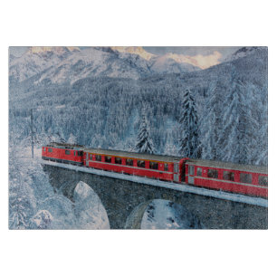 Ice & Snow   Red Bernina Express Train Switzerland Cutting Board