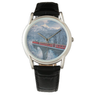 Ice & Snow Red Bernina Express Train Switzerland Watch
