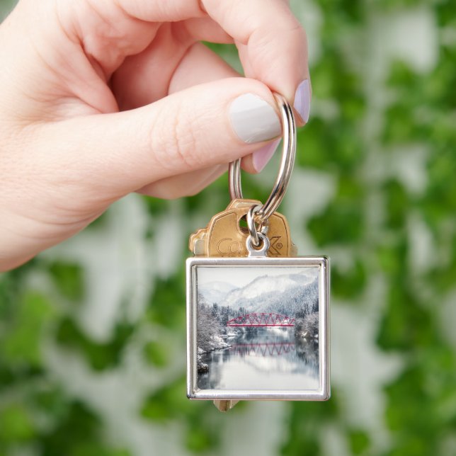 Ice & Snow | Red Bridge in Winter, Japan Keychain (Hand)