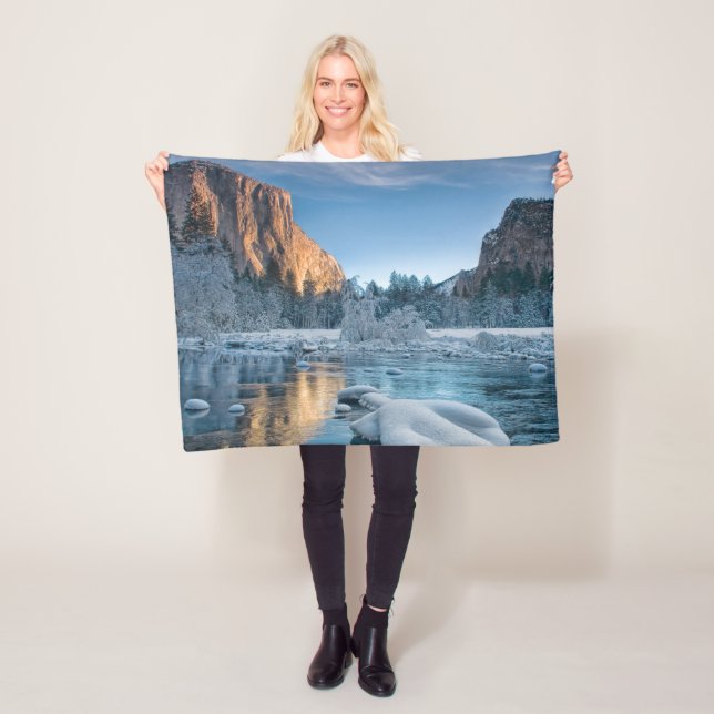 Ice & Snow | Rime Ice in Yosemite Valley Fleece Blanket (In Situ)