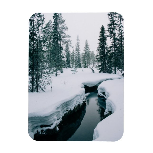 Ice & Snow | Stream in a Snowy Winter Landscape Magnet (Vertical)