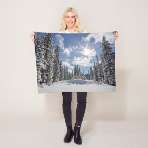 Ice & Snow Sunrise Winter Snow Alberta, Canada Fleece Blanket