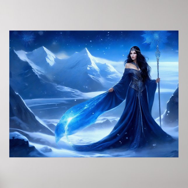 Ice Sorceress of the Tundra Snowflake Poster (Front)