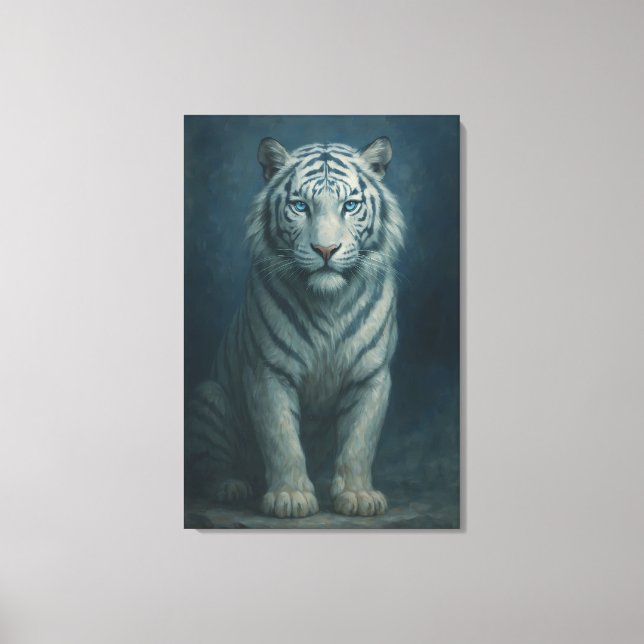Ice Spirit White Tiger – Mystic Guardian of Calm P Canvas Print (Front)