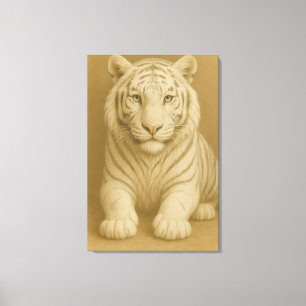 Ice Spirit White Tiger – Mystic Guardian of Calm P Canvas Print