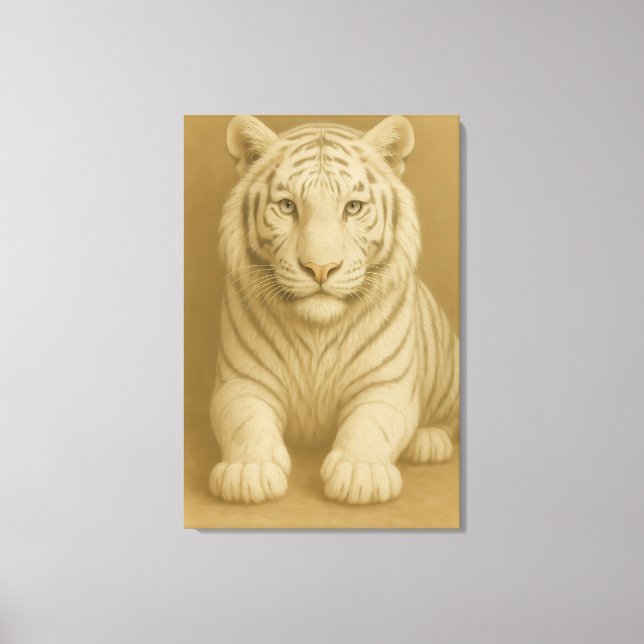 Ice Spirit White Tiger – Mystic Guardian of Calm P Canvas Print (Front)