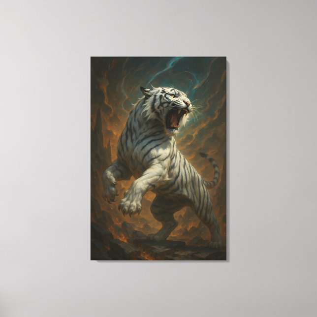 Ice Spirit White Tiger – Mystic Guardian of Calm P Canvas Print (Front)