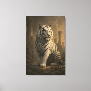 Ice Spirit White Tiger – Mystic Guardian of Calm P Canvas Print