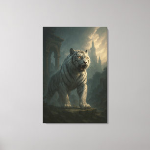 Ice Spirit White Tiger – Mystic Guardian of Calm P Canvas Print