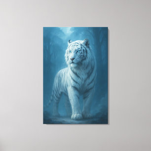 Ice Spirit White Tiger – Mystic Guardian of Calm P Canvas Print