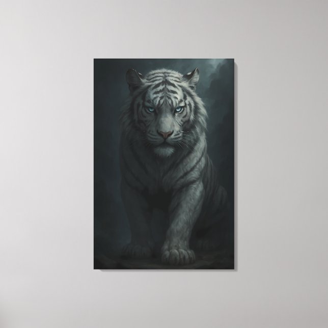 Ice Spirit White Tiger – Mystic Guardian of Calm P Canvas Print (Front)