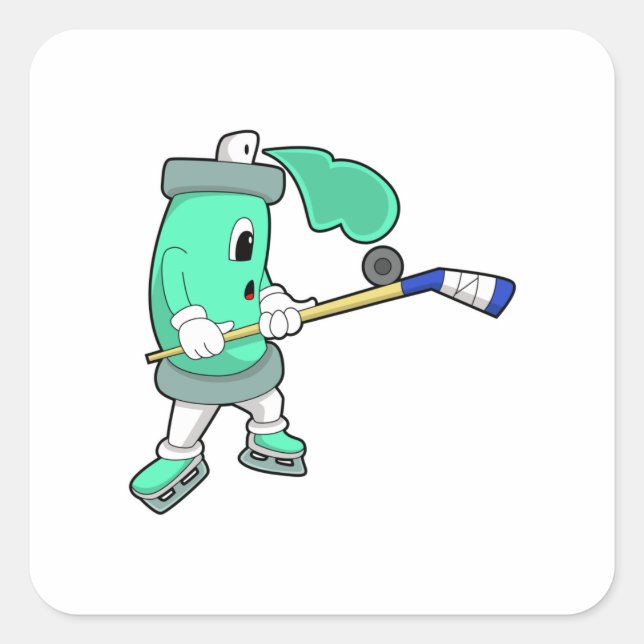 Ice spray at Ice hockey with Ice hockey stick Square Sticker (Front)