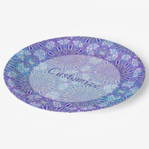 Ice Star Kaleidoscope Pattern Paper Plates